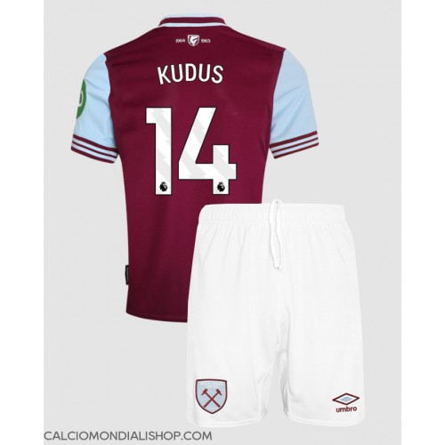 Maglie da calcio West Ham United Mohammed Kudus #14 Prima Maglia Bambino 2024-25 Manica Corta (+ Pantaloni corti)